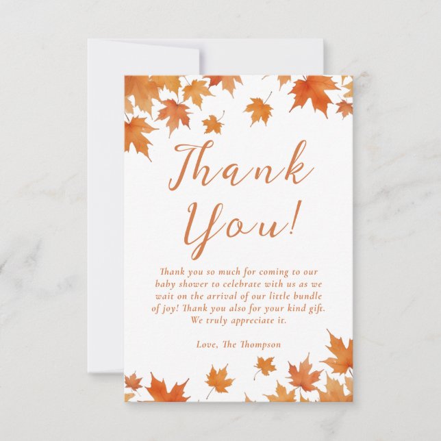Fall Baby Shower Thank You Card (Front)