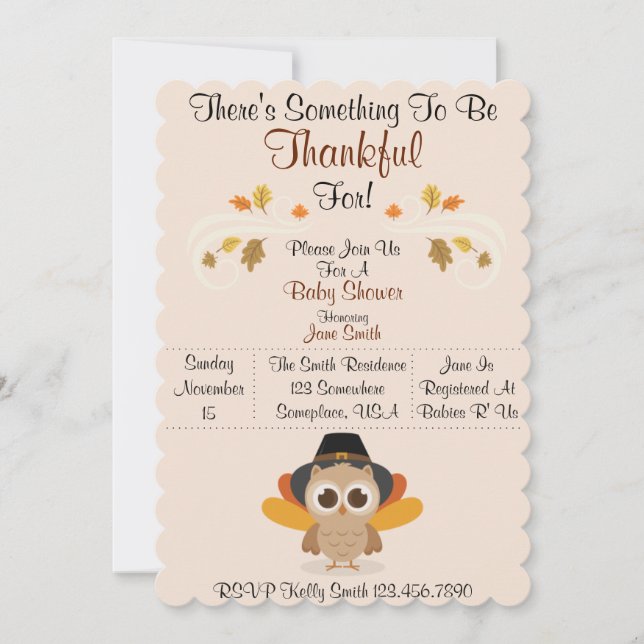 Fall Baby Shower (Thankful) Invitation (Front)