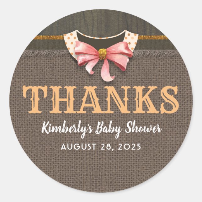 Fall Baby Shower Thanks Classic Round Sticker (Front)