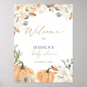 Fall baby shower welcome sign, little pumpkin sign
