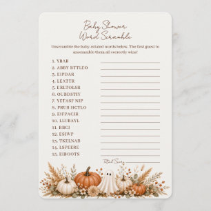 Fall Baby Shower Word Scramble Game Pumpkin Little Card