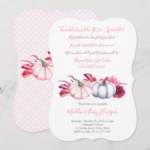 Fall Baby Sprinkle for Girl with Pumpkins Leaves Invitation