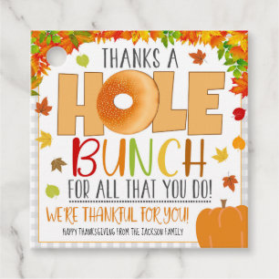 Fall Bagel Gift Tag, Appreciation Gift Favour Tags