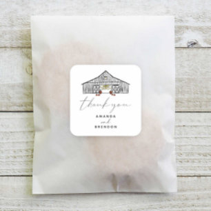 Fall Barn Pumpkins Newlywed Wedding Square Sticker