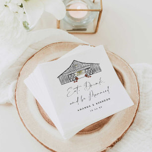 Fall Barn Pumpkins Wedding Quote Paper Napkin