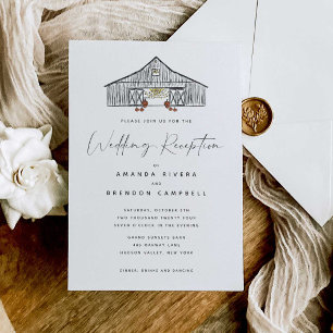 Fall Barn Wedding Reception RSVP Invitation