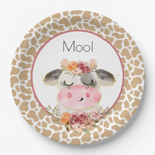 Fall Barnyard Birthday Plate Oink Moo Cockadoodle (Front)
