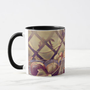 Fall basket of apples fruits watercolor vintage  mug