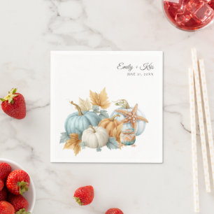 Fall Beach Wedding Pumpkin Napkin
