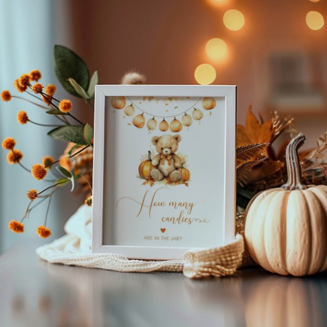 Fall bear guess how many candies baby shower poster (Creator Uploaded)