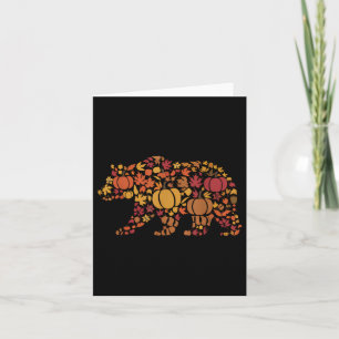 Fall Bear Thanksgiving Autumn Pumpkin Women Men Bo Card