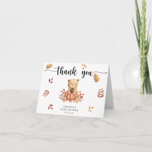 Fall Bear with pumpkin - thank you (Front)