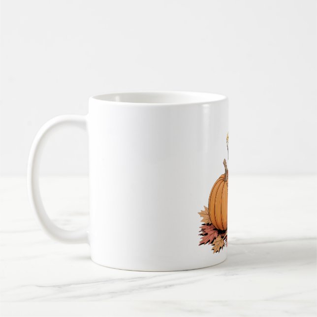 Fall Bearded Dragon with Pumpkin Art Coffee Mug (Left)