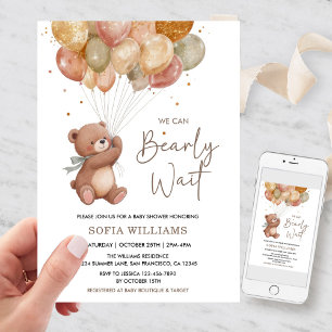 Fall Bearly Wait Baby Shower Gender Neutral Invitation