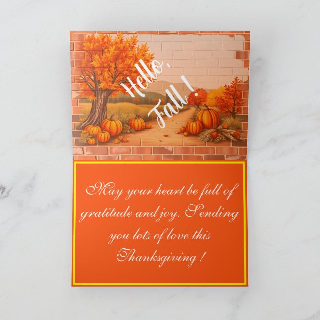 Fall Beautiful Modern Happy Thanksgiving Card (Inside)