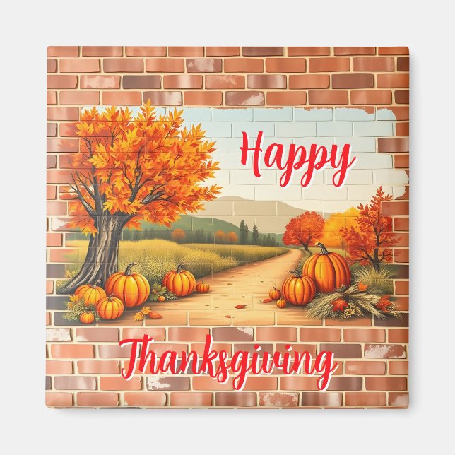Fall Beautiful Modern Happy Thanksgiving Magnet (Front)