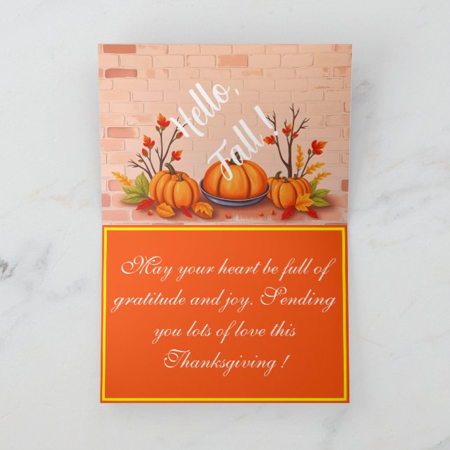Fall Beautiful Popular Happy Thanksgiving Card (Inside)