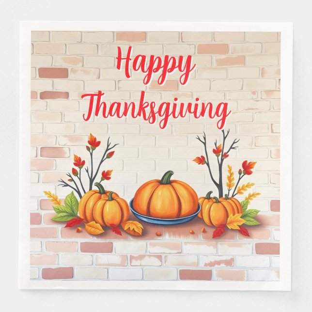 Fall Beautiful Popular Happy Thanksgiving Napkin (Front)