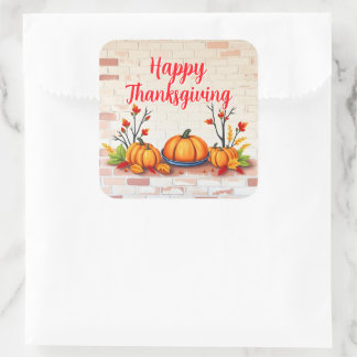 Fall Beautiful Popular Happy Thanksgiving Square Sticker