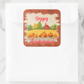 Fall Beautiful Trendy Happy Thanksgiving Square Sticker