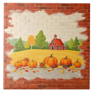 Fall Beautiful Trendy Happy Thanksgiving Tile