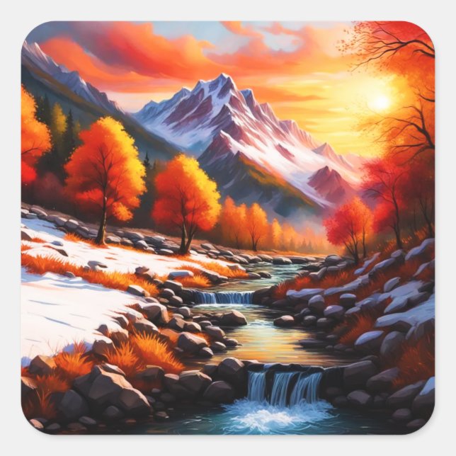 Fall becomes Winter Square Sticker (Front)