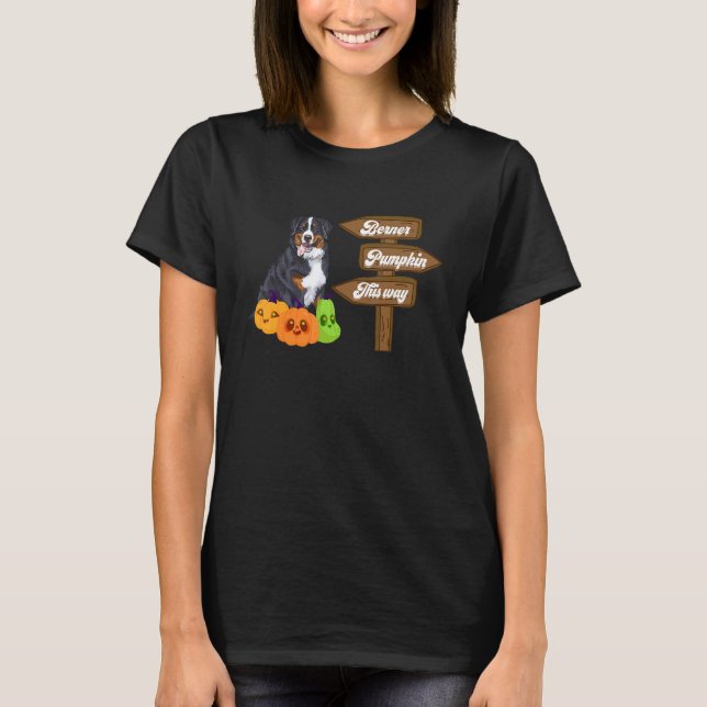 Fall Bernese Mountain Dog Berner Dog Mum Pumpkin P T-Shirt (Front)