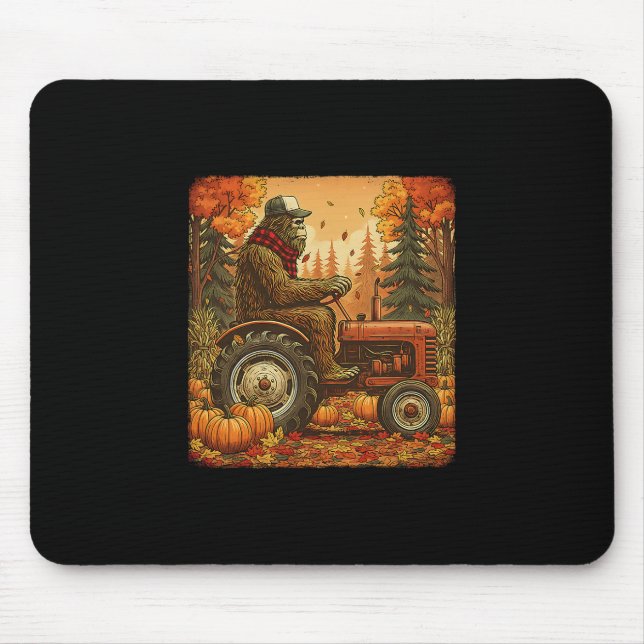 Fall Bigfoot Sasquatch Thanksgiving Autumn Farmer  Mouse Mat (Front)
