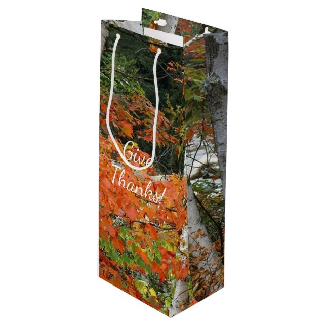 fall birch trees Thanksgiving Wine Gift Bag (Front Angled)