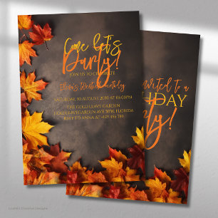 Fall Birthday Autumn Leaves Rustic Celebration Invitation