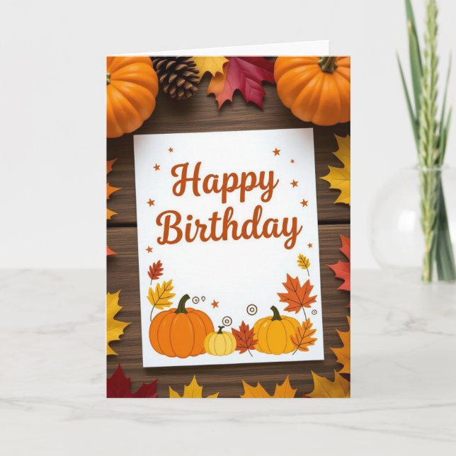 Fall Birthday Card, Fall Birthday, Autumn Card (Front)