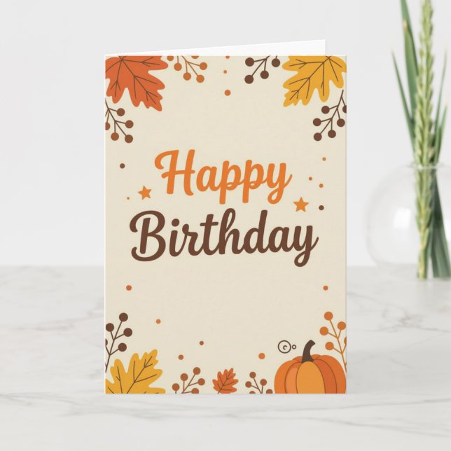 Fall Birthday Card, Fall Birthday, Autumn Card (Front)