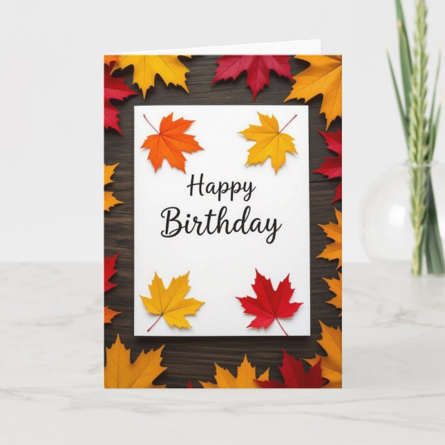 Fall Birthday Card, Fall Birthday, Autumn Card (Front)