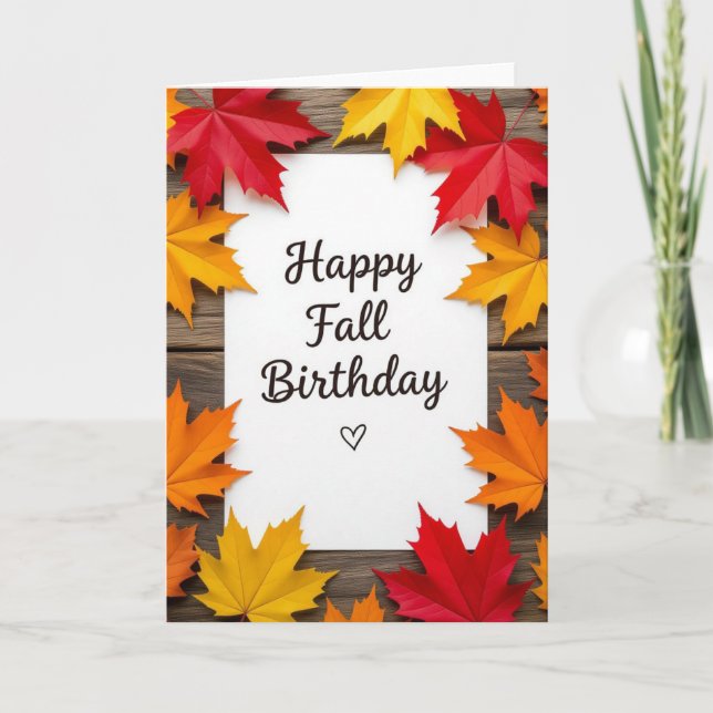 Fall Birthday Card, Fall Birthday, Autumn Card, Holiday Card (Front)