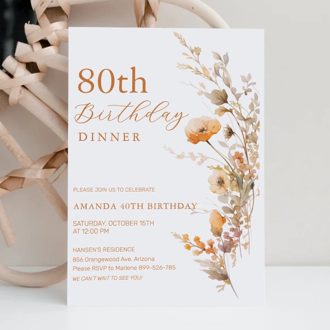 Fall Birthday Dinner Invitation - Autumn Floral (Creator Uploaded)