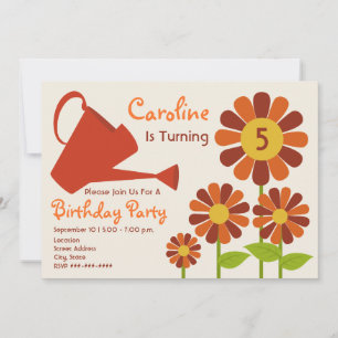 Fall Birthday Party - Flower Garden & Watering Can Invitation