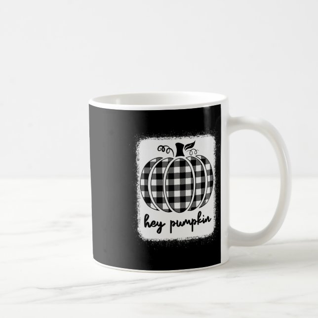 Fall Black And White Plaid Hey Pumpkin 1  Coffee Mug (Right)