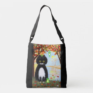 Fall Black Cat Frogs Crossbody Bag