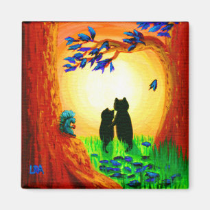 Fall Black Cats Creationarts Magnet