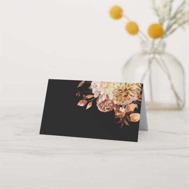 Fall Black Wedding Place Card (Front)