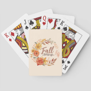 Fall Blessings – Autumn Leaves & Floral Wreath Playing Cards