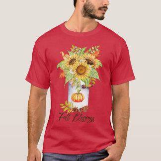 Fall Blessings Pumpkin Sunflower Vintage Autumn Fa T-Shirt