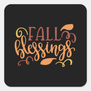 Fall blessings square sticker