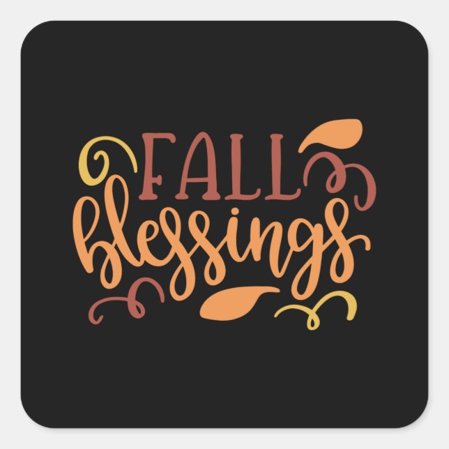Fall blessings square sticker (Front)