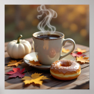 Fall Blessings, Warm Coffee and a Donut Poster