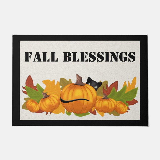 Fall Blessings Welcome Door Mat (Front)