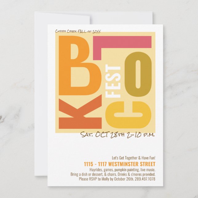 Fall Block Fest Retro Type Neighbourhood Event Invitation (Front)