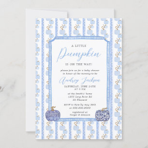Fall Blue Chinoiserie Blue Pumpkin Baby Shower Invitation