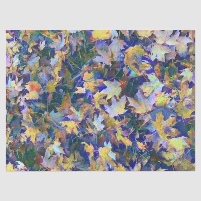 Fall Blue Leaves Tissue Paper (Front)