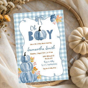 Fall Blue Pumpkin baby shower invitation